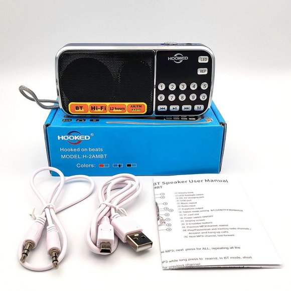 Blue Multifunctional Digital MP3 Pocket Speaker AM/FM Radio Bluetooth/USB/SD/AUX - Picture 4 of 5